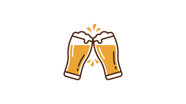 Two Glasses of Beer Cheers Together.