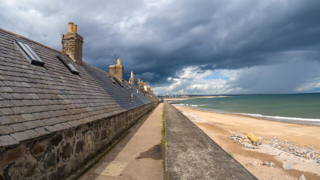 Tar Sheds, quirky North Sea facing outbuildings and sheds in the historic fishing village of Footdee (Fittie), Aberdeen harbour. North East Scotland