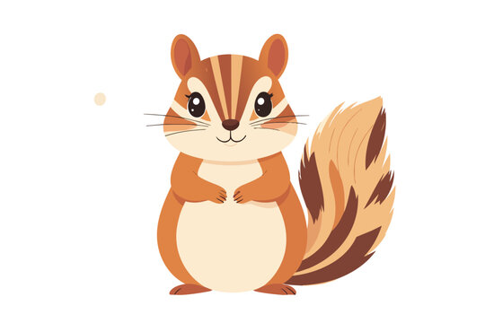 Cute Chipmunk Flat Vector Illustration Isolated on White
