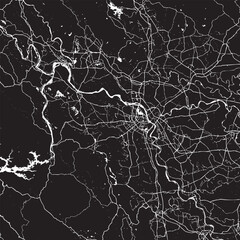 Obraz premium Vector Street Map of Hanoi Vietnam – Black and White Minimalist City Road Map