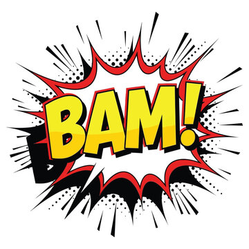 Bold comic explosion effect with bam text