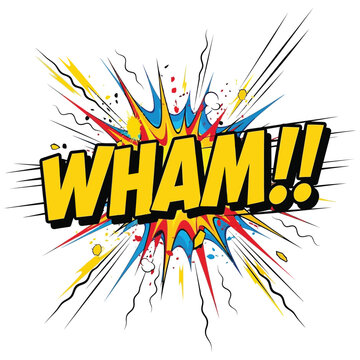 Comic style explosion sound effect wham with impact lines