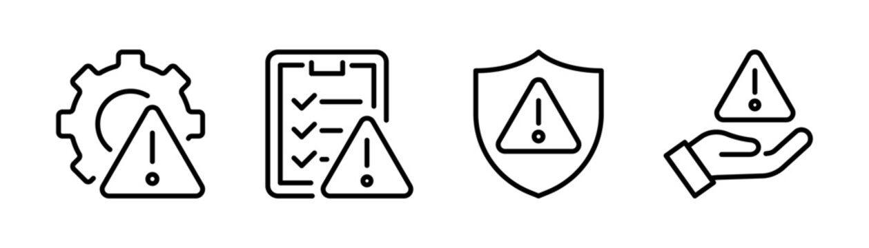 Risk management icon set. Crisis control, Problem solving symbol. Transparent vector and PNG