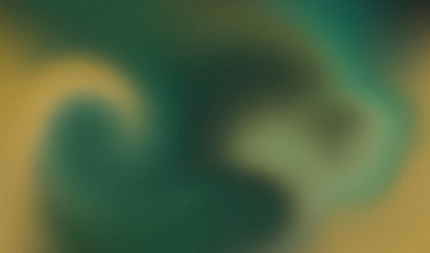 Abstract luxury dark green and gold gradient background with fluid waves and elegant grainy noise texture