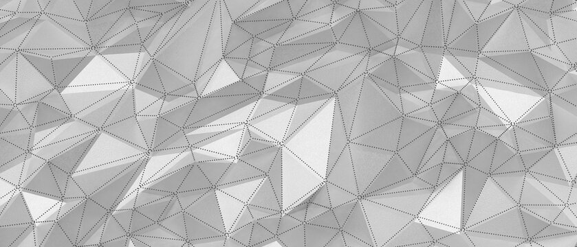 A seamless abstract background with a white polygonal mesh surface texture and shadow patterns.