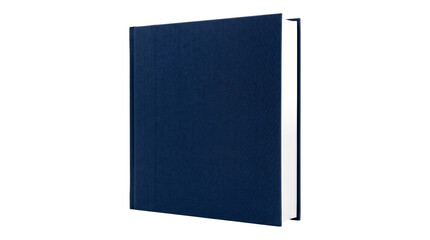 Closed dark blue hardcover book standing upright on a transparent background for design mockups. © Isolated_png