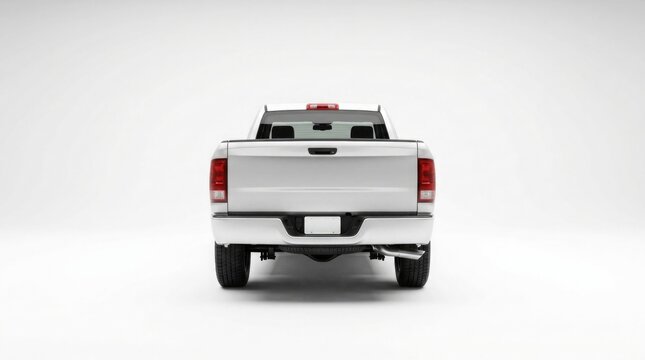 White pickup truck mockup rear view for automotive design and advertising