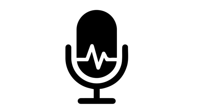 Microphone icon, sound wave symbol, audio equipment, recording mic
