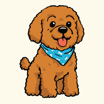 cute mascot cartoon poodle dog wearing bandana vector illustration 
