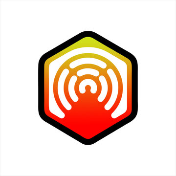 Abstract Hexagonal Signal Icon with Orange Gradient