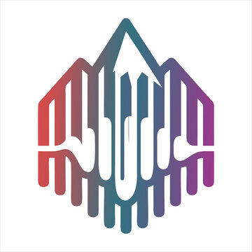 Abstract mountain and bar chart gradient logo icon