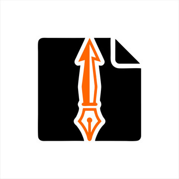 Fountain pen nib and arrow document icon illustration