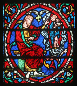 Tree of Jesse, stained glass window in the Notre Dame Cathedral, UNESCO World Heritage Site in Paris, France