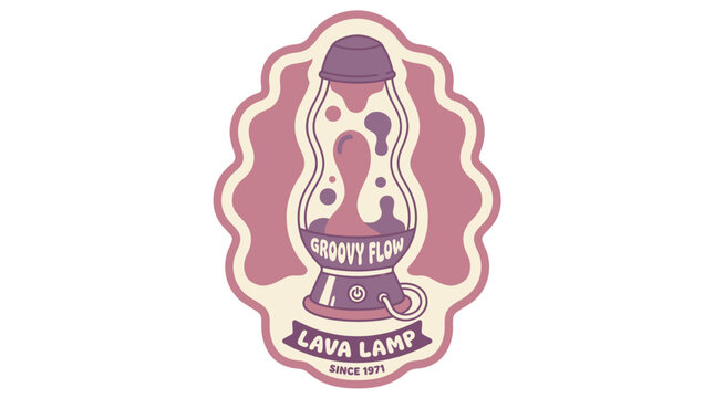 Retro Groovy Flow Lava Lamp Logo Emblem Design.