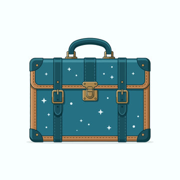 Elegant vintage suitcase with starry pattern.