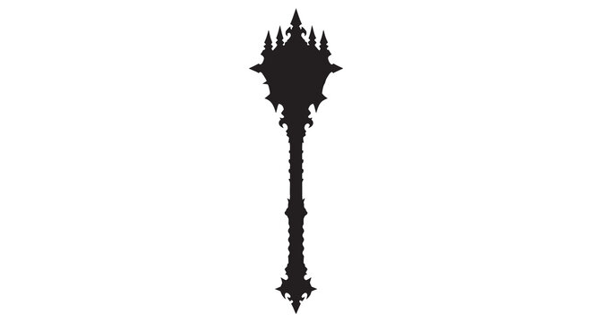 Ornate mace with spiked head black silhouette