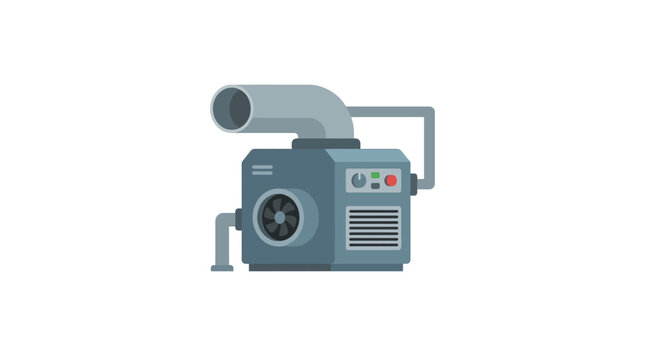Industrial Ventilation Fan Unit with Ducting and Controls - Vector Illustration