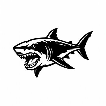 Aggressive great white shark illustration in a bold vector style