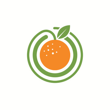 An eye-catching logo of an orange within a spiraling green design, combining the freshness of citrus fruits with an engaging and modern style for branding.