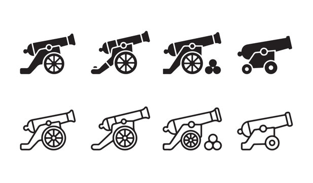 Cannon icon set vector illustration with transparent background