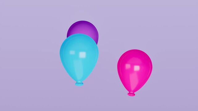 Colorful balloons floating in soft pastel background. 3d rendering