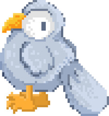 Obraz premium Bird pixel art, 8-bit cute animal character icon
