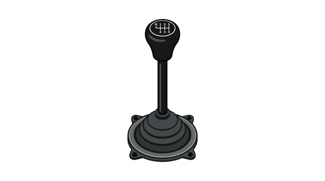 Black Manual Gear Stick Shift Knob with 5 Speed Pattern on White Background