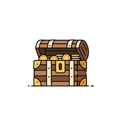 Open wooden treasure chest filled with gold coins. © Rujak