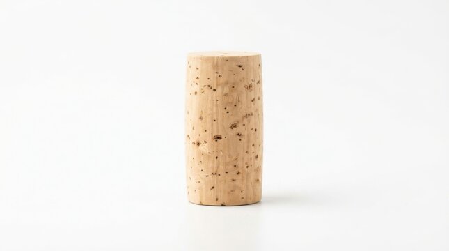Natural cylindrical wine cork made from high quality oak bark isolated on white