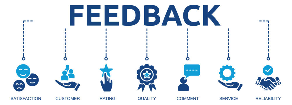 feedback glyph banner icon of satisfaction, customer, rating, quality, comment, service, reliability