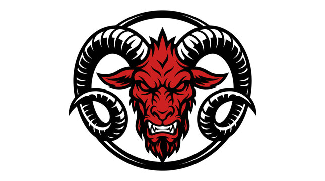 Aggressive Red Goat Mascot Head Logo Design.