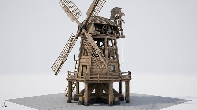 old wooden windmill