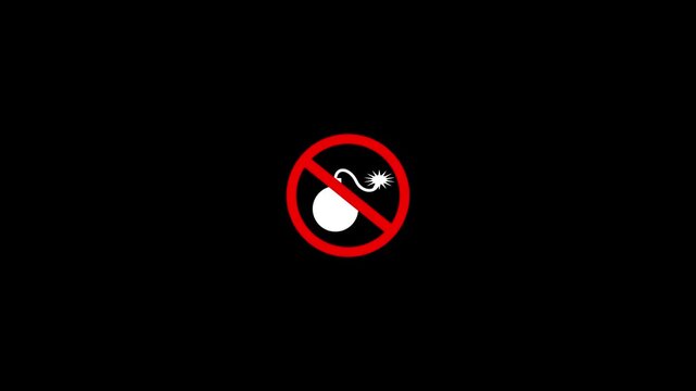 no bomb sign animation.4K motion animation.