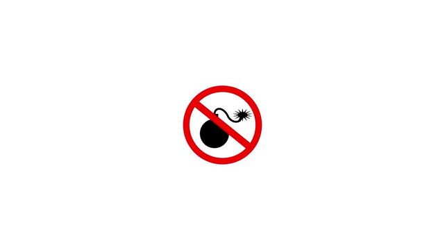 no bomb sign animation.4K motion animation.