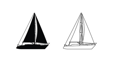 Sailing Boat And Yacht Line Art Silhouette © MDALTUFHOSAIN