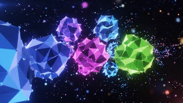 Abstract Motion Graphics of Blue Glowing Digital Network Connections for Technology Background