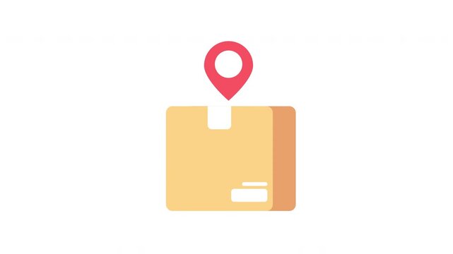 Delivery Box with Location Pin Animated Icon