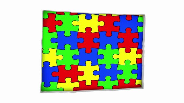 Wyoming WY State Map Autism Puzzle Pieces Awareness Autistic Symbol Spectrum 3d Animation