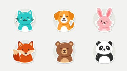 Obraz premium Cute cartoon animal icons set