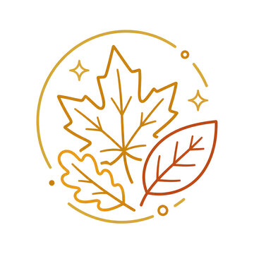Autumn Leaves Illustration with Circle Design.