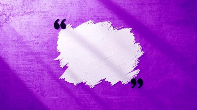 Purple textured background with white painted speech bubble