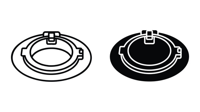 Porthole icon set, nautical window symbol, ship porthole vector illustration