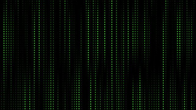 Digital matrix rain background, abstract green binary code data stream, cyber security tech motion