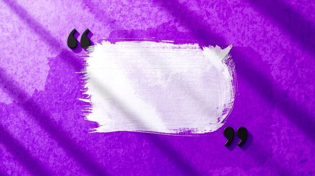 Purple textured background with bold white quote box