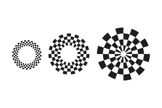 Geometric radial illusion pattern with increasing sizes.