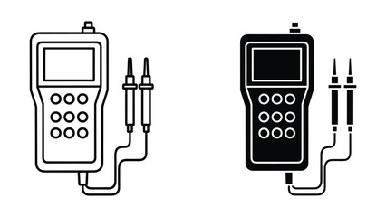 Multimeter icon set, electrical measuring device with probes, digital voltmeter, ammeter, ohmmeter, handheld electronic testing tool, vector illustration isolated on white background © SHAHRIYAR RASEL