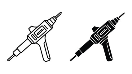 Set of soldering iron icons, line and solid style vector illustration handheld electric tool for soldering electronic components isolated on white background © SHAHRIYAR RASEL