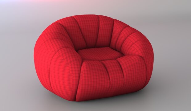 Modern red swivel accent armchair with a round design, isolated on a white background, ideal for interior design, furniture catalogs, product presentations, and home d&eacute;cor projects.