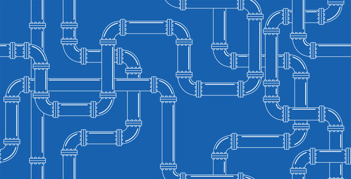 Seamless pipe wallpaper on a blue background.
