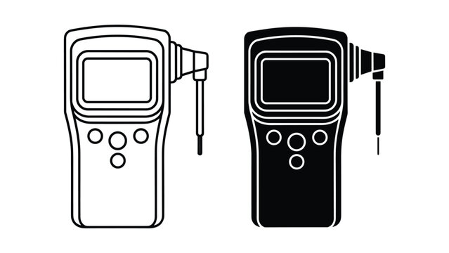 Breathalyzer icon set portable alcohol breath tester vector illustration of digital breathalyzer device for measuring blood alcohol concentration